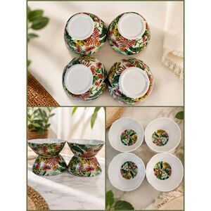 Set of 4 Coventry Melamine Salad Bowls 6.5" Tropical Floral BPA Free Durable